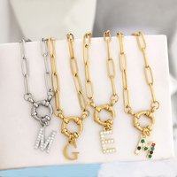 Initial Charm A-Z Letters Necklace Women Men Choker Gold Silver Color PVD Stainless Steel Chain 45cm Big Small Alphabet DIY