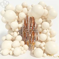 102Pcs Sand White Balloons Arch Sand White Round Globe Balloons Arch for Wedding Dec Baptsim Baby Shower Birthday Party Supplies