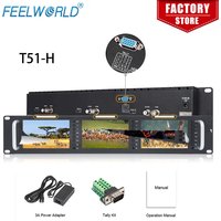 Feelworld T51-H Monitor Triple 5" 2RU 800x480 Broadcast Rack Mount Monitor HD MI AV Input Output Triple Screens LCD Monitors