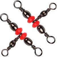 40Pcs 3 Way T-Turn Barrel Swivels Brass Barrel Triple Swivel Cross Line 3 Way Barrel Fishing Connector with Red Fishing Beads