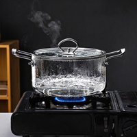 Modern High Borosilicate Glass Cooking Pot Transparent Dual Handles Soup Pot Heat Resistant with Lid Glass Saucepan Noodle