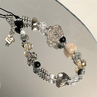 Korea Y2K Cute Heart Flower Beaded Phone Chain Charm Lanyard For iPhone Samsung Universal Accessories Anti-Loss Jewelry Pendant