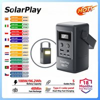 Générateur solaire portable SolarPlay 100W, batterie externe 25000mAh pour camping en plein air, station d'alimentation, chargeur rapide pour ordinateur portable et téléphone