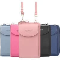 Women's Wallet Shoulder Mini Leather Bags Straps Mobile Phone Big Card Holders Wallet Handbag Money Pockets Girls Small Bags