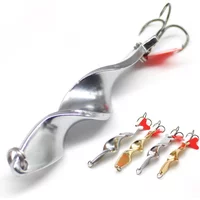 1PC Trolling Spinning Spiral Long Cast Spoons Fishing Lure Spinner 7g10g14g21g28g Screw Rotation Metal Jigbait Red Hear Sequins