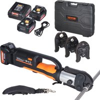 SucceBuy Rohr-Crimpwerkzeuge, Kupferrohr-Armaturen, Crimper, Sanitär-Presswerkzeug-Set, V15, V22, V28, Backen mit 2 Stück 20 V, 4,0 Ah Batterie