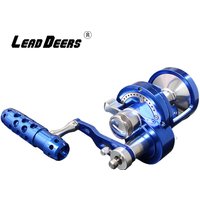 Double Gear Ratio Slow Jigging Reel All Metal Drag 30kg 8BB Drum Reel Alarm Full Metal Alloy Reel Deep-Sea Fishing Trolling Reel
