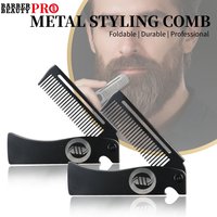 1/2Pcs Stainless Steel Portable Folding Pocket Comb Fine Tooth Comb Beard Combing Barber Salon Hair Styling Tools