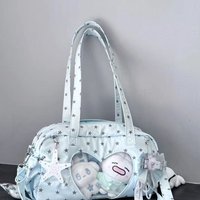Y2k Star Pink Japanese Itabag Girl Transparent Cute Pain Shoulder Bag Heart Pocket Display Lolita Crossbody Bag