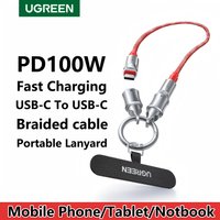 UGREEN Portable Lanyard 100W Type C To Type C Cable PD Fast Charging Data Braided For Apple iPhone iPad Notbook Charger Android
