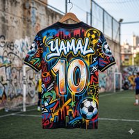 Kids Unisex #Yamal #10 Graffiti Street Art Football Soccer T Shirt Breathable Quick Dry Child Sportswear Training Fan Tee