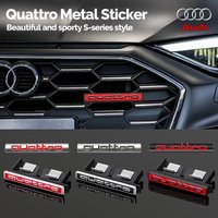 Car Metal Quattro Logo Front Grill Badge Emblem Sticker Decals for Audi Sline A3 A4 A5 A6 A7 A8 S3 S4 S5 S6 Q3 Q5 Q7 Car Styling