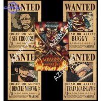 Borderless One Piece Wanted Poster Straw Hat Group Luffy Retro Kraft Paper One Piece Bounty Decoration Hanging Painting