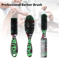 Double-sided Professional Barber Neck Dusting Horse Hair Brushes Oil Head Brush Face Mustache Salon Cleaning Hair Cutting Comb