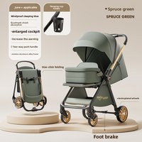 Stroller Sleeping Basket Stroller 2-in-1 All Aluminum Alloy Electroplating Two-way Foldable Baby Walking Stroller