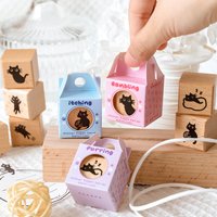 Cute Little Black Cat Decoration Stamp Retro Wooden Rubber Stamps for Scrapbooking Stationery DIY Decorative Craft Standard Seal
