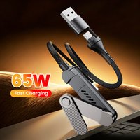 65W USB C to Type C Fast Charging Cable Multi-functional Woven Stand Compatible for iphone 15 Samsung Tablets