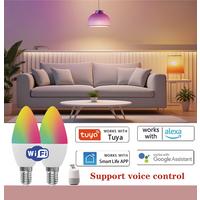 Tuya Wifi E14 Candle Lamp App Control Smart Bulb 5/7/9W RGB+CW LED Light Dimmable Crystal Group Lamps Works With Alexa Google