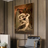 Vintage Dante and Virgil in Hell William Adolphe Bouguereau Antique Poster Canvas Painting Reproduction Print Wall Art Decor