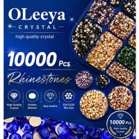 10000 pièces en gros de strass en cristal de haute qualité, dorés, à dos plat, en verre, non thermocollants, pour accessoires de nail art DIY