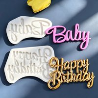 Happy Birthday Baby Silicone Mold Sugarcraft Cupcake Baking Mold Fondant Cake Decorating Tools
