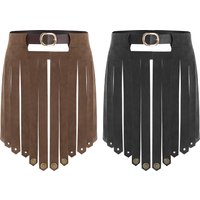Men Women Medieval Viking Faux Leather Armor Skirts Adjustable Waist Gladiator Knight Apron Skirt for Cosplay Themed Party