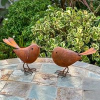 2pcs Retro Metal Bird Sculptures Garden Courtyard Decor Outdoor Lawn Iron Art Ornaments Gift for Bird Enthusiasts Yard Statues
