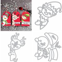 Peeking Snowman Fancy Metal Cutting Dies Christmas Elf Reindeer Die Cuts for Scrapbooking DIY Album Card Making Decor Paper