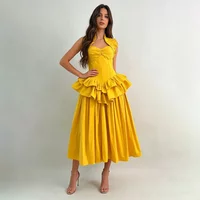 Fashion Luxury Ruffle Tiered Prom Dresses Sexy Ruched Bustier Midi Gown Formal Dinner Party Night Club Graduation Event Robe