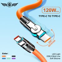 1M/2M Type C Silicone Rotating Elbow Cable 6A Super Fast Charge USB C to C Data Cable Durable Flexible High-Speed Transfer