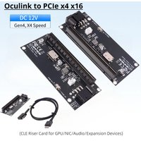 Oculink SFF-8612 To PCIe X4 X16 Slot Adapter Card GPU Power DC 12V PCIe 4.0 3.0 SFF-8611 4i Cable for PC Mainboard Graphics Card