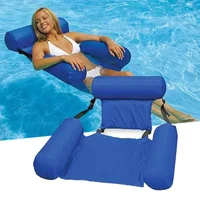Foldable Floating Water Hammock - Inflatable Pool Lounger Mat, Recliner Bed for Swimming, Portable Air Mattress Pool Accessories
