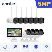 ANNKE 5MP Wireless Security Cameras Kit Outdoor Waterproof 10CH NVR 12 inch Monitor with IP Camera Surveillance CCTV System Set