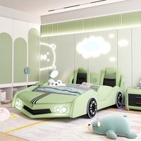 Children's solid wood car bed boys single 1.5 creative storage boys with guardrail cartoon girl sports car bed