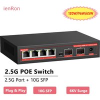 120W 2.5G PoE Switch 6-Ports 4x2.5Gb POE+ Switches Base-T & 2 Port 10G SFP+ Unmanaged Ethernet Network Switch for Wi-Fi 6/6e AP