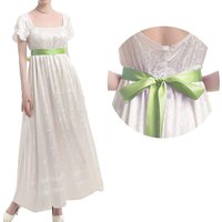 Vintage White Regency Dress for Women Medieval Victorian Corset Square Neck Civil War Era Historical Costume Long Dress