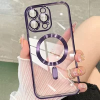 Magnetic Cases For iPhone 17 Air 16 15 14 13 12 11 Pro Max For Magsafe Case Plating Clear Soft Silicone Wireless Charge Cover