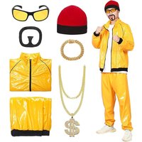 70S Disco Hippie Retro Cosplay Costume Hip Hop Windbreaker 80S Tracksuit Yellow Jacket Pants Hat Halloween Carnival Suit