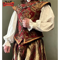 Elizabethan Costume Men Renaissance Medieval Victorian Queen Elizabeth Tudor Period King Prince Cosplay Jerkin Vest and Pants