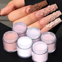 6pcs Nude Color Acrylic Powder Nail Extension Set Professional Prolong Building Tool French Design 3D Carving Decor Tip Manicure
