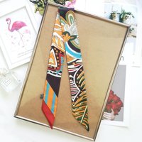 2026 Luxury Brand Design Twill Silk Long Tie Scarf for Women Long Ribbon Binding Bag Silk Bag Scarves Neckerchief Hair Headband
