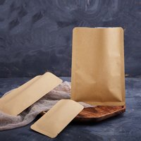 100pcs Heat Sealable Thick Brown Kraft Paper Packaging Bags Herb Coffee Powder Flat Open Top Aluminum Foil Kraft Storage Pouches