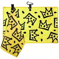 Funny Yellow Golf Towel with Black Golf Club Print - Ideal for Golf Bags & Creative Gift for Golf Lovers