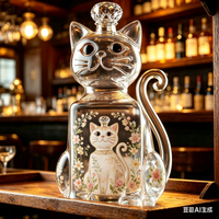 CHUN Creative Cat Shaped Whiskey Decanter Lead-free Glass Liquor Bottle for Wine Scotch Bourbon Home Bar Decor Gift