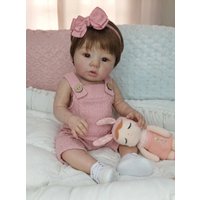 NPK 19inch Lifelike Reborn Toddler Baby Doll Full Vinyl Body Girl Abigail Rooted Hair Pink Blanket Collectible