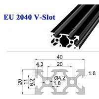 1PC BLACK 2040 V-Slot European Standard Anodized Aluminum Profile Extrusion 100MM-1000mm Length Linear Rail for CNC 3D Printer
