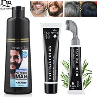 Natural Long Lasting Permanent Beard Dye Shampoo For Men Fast Coloring Cover White Grey Beard Hair Man Black Beard Dye Cream