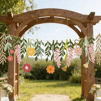 1set Leaves Flower Paper Garland Banner Birthday Party Decoration Favors Supplies Spring Home Wall DIY Hanging Flag