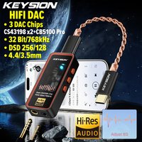 KEYSION Dual CS43198 DAC Audio HiFi Decoder 768KHz DSD256 USB Type-C to 3.5/4.4 Adjust EQ Headphone Amplifier for iOS Android