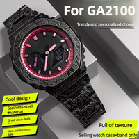 GA2100 Mod kit stainless steel case strap For Casio G-SHOCK GA-2100/2110 GAB2100 Retro relievo metal case watch band accessories